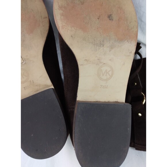 Michael Kors Rhea Brown Suede Mid Calf Boots Fringe Pull On Womens size 7.5 M - Picture 15 of 15
